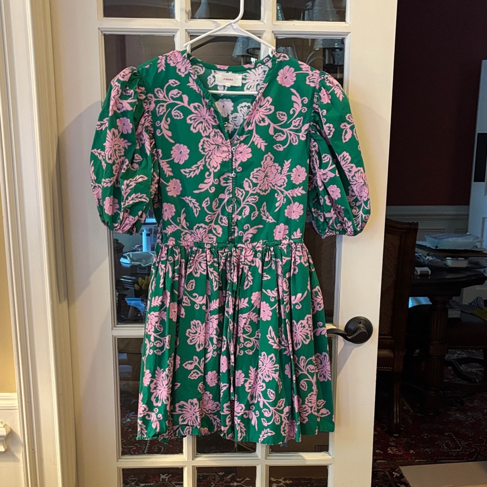 XiRENA Green and Pink Floral Mini Dress